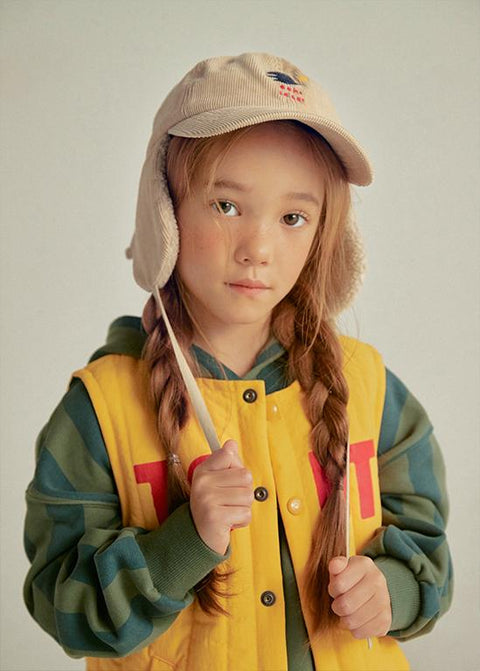 CORDUROY EARFLAP CAP BEIGE - accessories