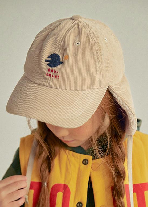 CORDUROY EARFLAP CAP BEIGE - accessories