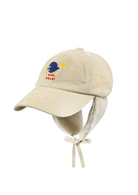CORDUROY EARFLAP CAP BEIGE - accessories