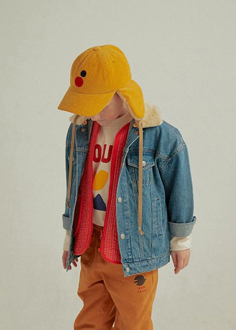 CORDUROY EARFLAP CAP YELLOW - accessories