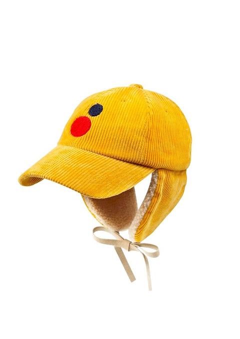 CORDUROY EARFLAP CAP YELLOW - accessories