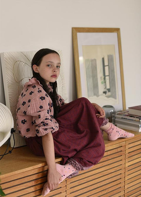 COTTON FRILL SKIRT BURGUNDY - bottom