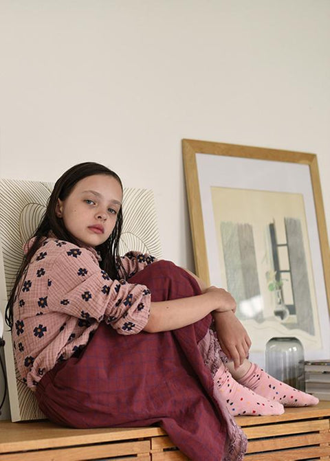 COTTON FRILL SKIRT BURGUNDY - bottom