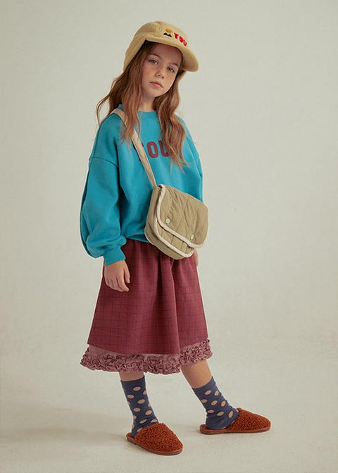 COTTON FRILL SKIRT BURGUNDY - bottom