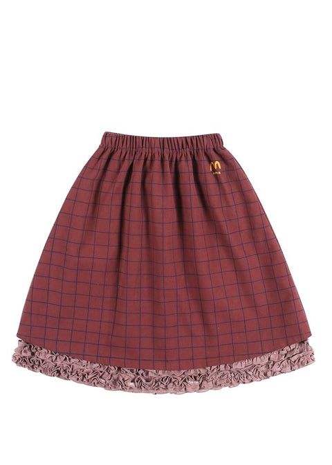 COTTON FRILL SKIRT BURGUNDY - bottom