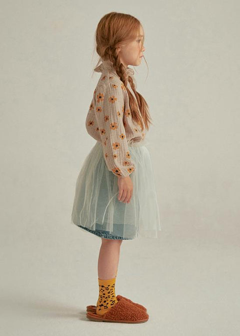 FLOWER FRILL BLOUSE BEIGE - top