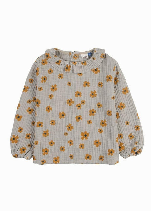 FLOWER FRILL BLOUSE BEIGE - top