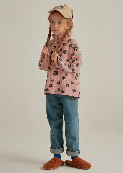 FLOWER FRILL BLOUSE PINK - top