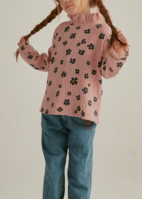 FLOWER FRILL BLOUSE PINK - top