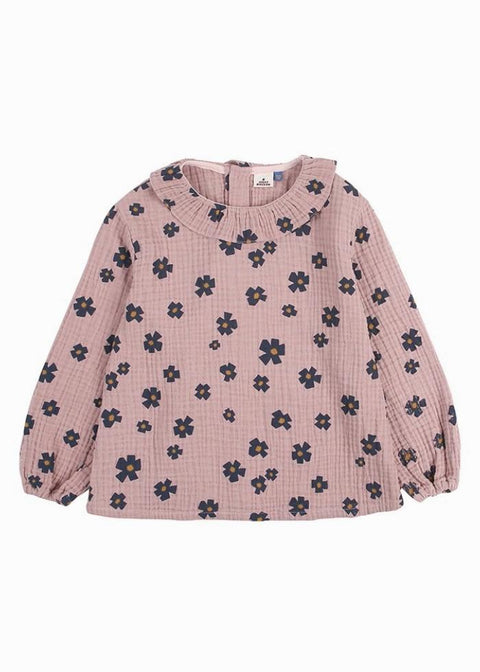 FLOWER FRILL BLOUSE PINK - top