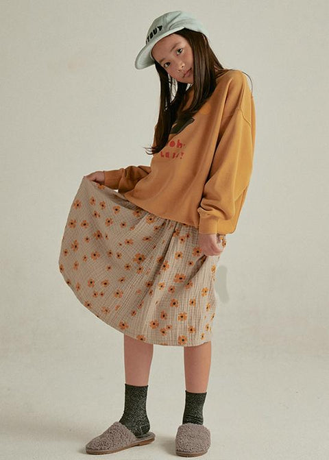 FLOWER MAXI SKIRT BEIGE - bottom