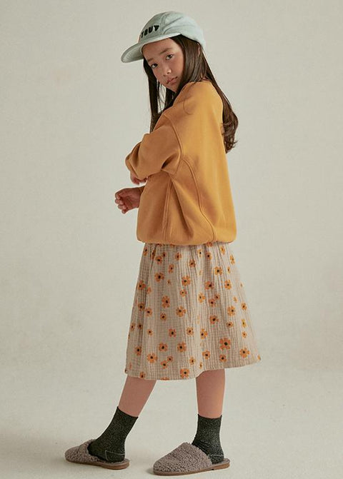 FLOWER MAXI SKIRT BEIGE - bottom