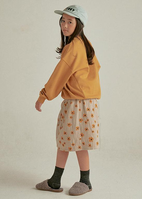 FLOWER MAXI SKIRT BEIGE - bottom