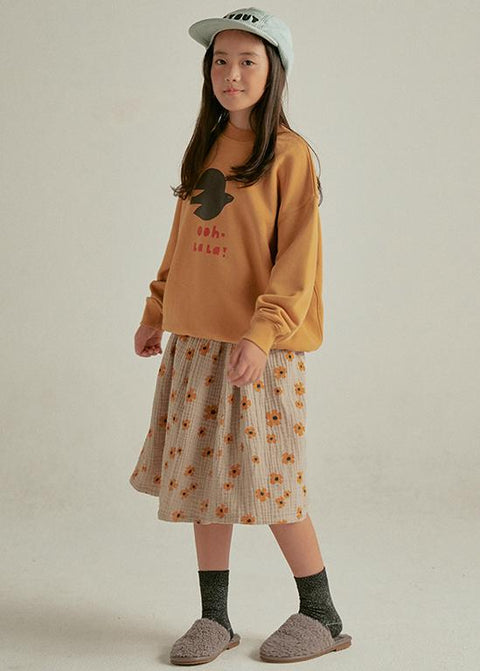 FLOWER MAXI SKIRT BEIGE - bottom