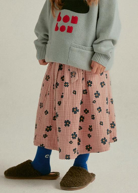 FLOWER MAXI SKIRT PINK - bottom